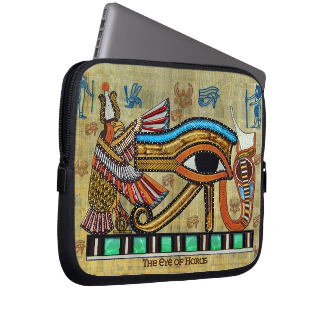 Wadjet Egyptian Eye of Horus II Art Laptop Sleeve (Front Right)