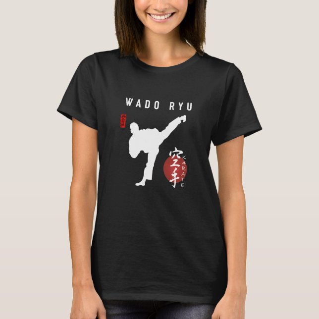 Wado Ryu Karate Instructor Japanese Kanji Calligra T-Shirt (Front)