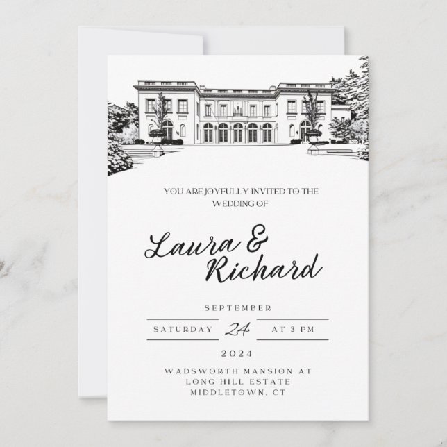 Wadsworth Mansion Connecticut Custom Venue Invite  (Front)