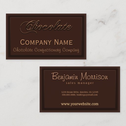 Customizable Wafer Thin Chocolate Confectionery Business Cards