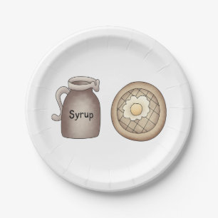 Waffle and Maple Syrup Jug Breakfast Paper Plates
