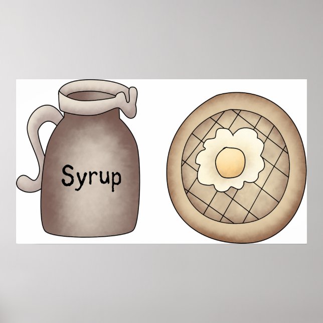 Waffle and Maple Syrup Jug Breakfast Poster (Front)