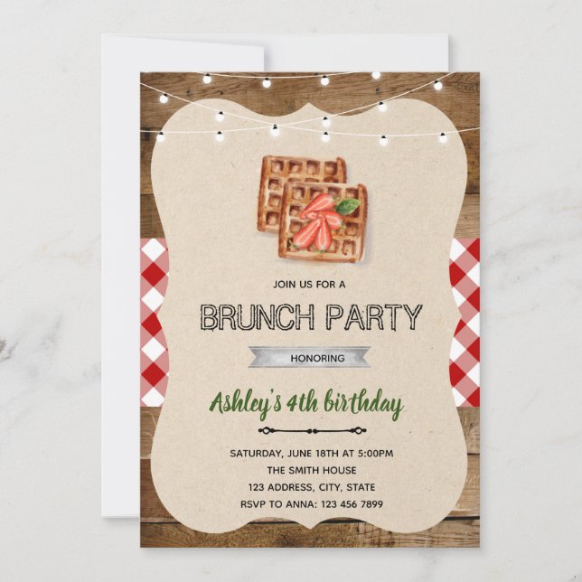 Waffle breakfast party invitation (Front)