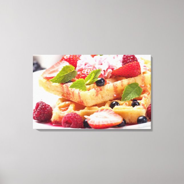 Waffle cake with fresh berry fruit canvas print (Front)