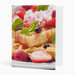 Waffle cake with fresh berry fruit mini binder