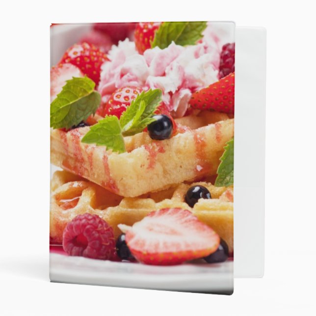 Waffle cake with fresh berry fruit mini binder (Front/Inside)
