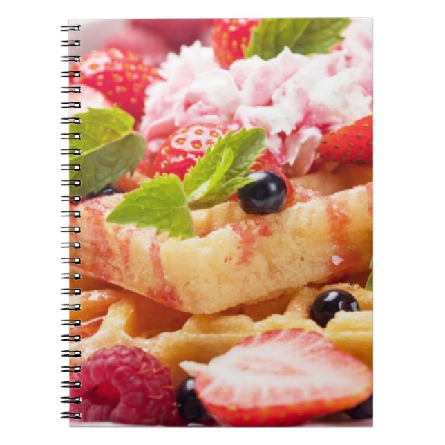 Waffle cake with fresh berry fruit notebook (Front)