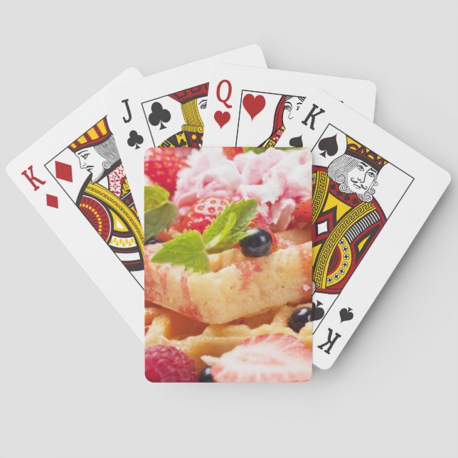 Waffle cake with fresh berry fruit poker cards (Back)