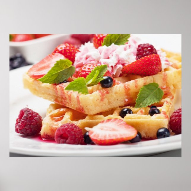 Waffle cake with fresh berry fruit poster (Front)
