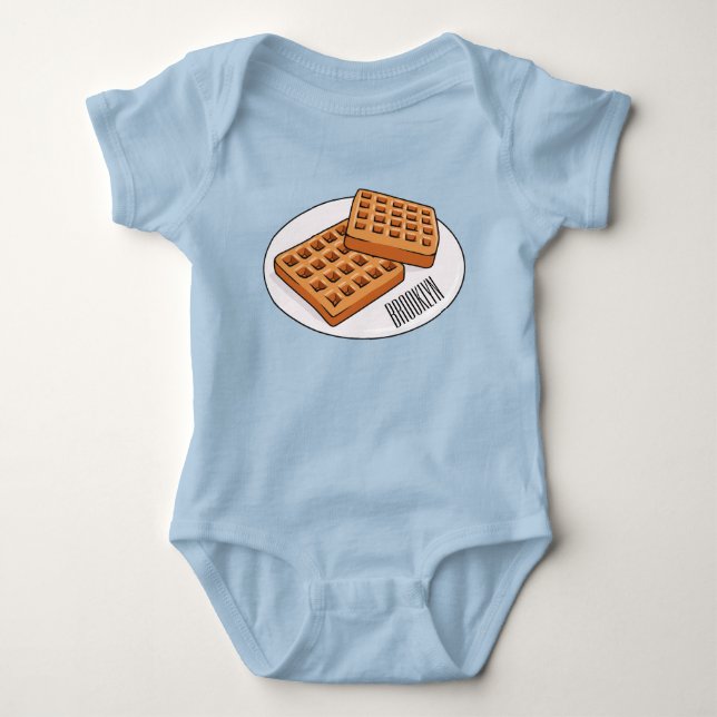 Waffle cartoon illustration  baby bodysuit (Front)