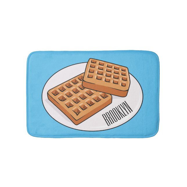 Waffle cartoon illustration  bath mat (Front)