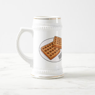 Waffle cartoon illustration  beer stein