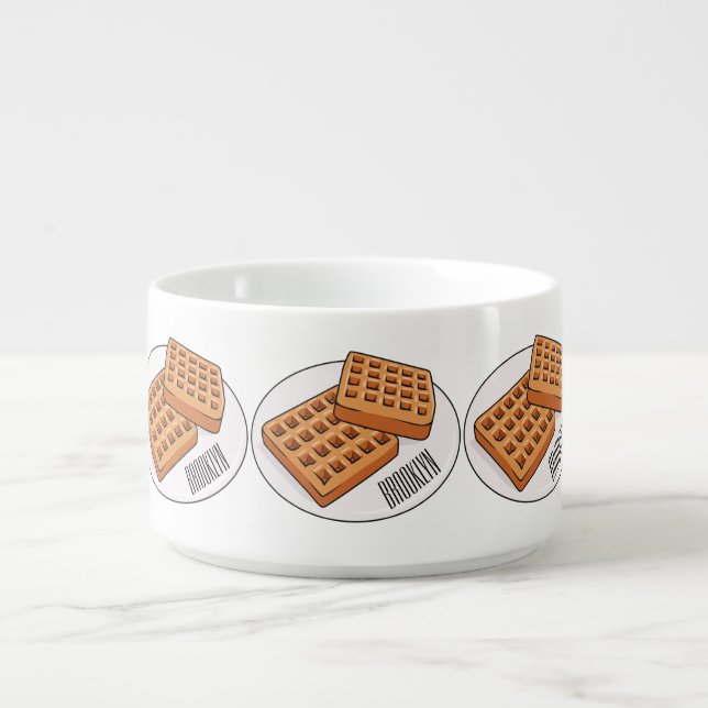 Waffle cartoon illustration  bowl (Center)