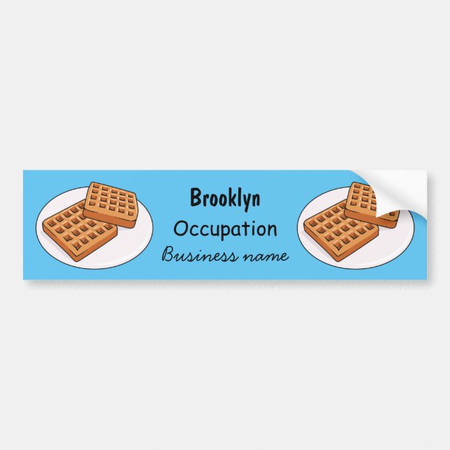 Waffle cartoon illustration bumper sticker (Front)
