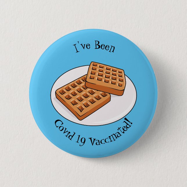 Waffle cartoon illustration button (Front)