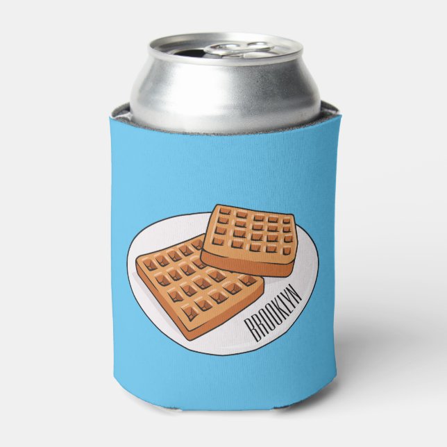 Waffle cartoon illustration  can cooler (Can Front)
