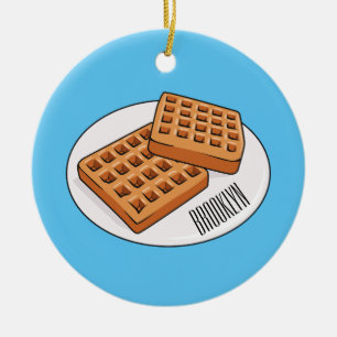 Waffle cartoon illustration  ceramic ornament