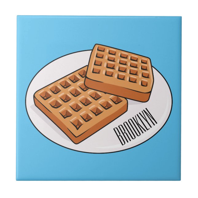 Waffle cartoon illustration  ceramic tile (Front)