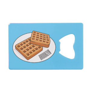 Waffle cartoon illustration  credit card bottle opener
