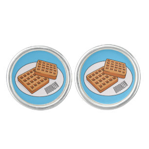 Waffle cartoon illustration  cufflinks