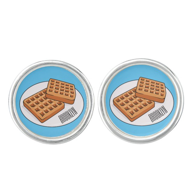 Waffle cartoon illustration  cufflinks (Front)