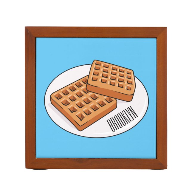Waffle cartoon illustration  desk organizer (Front)
