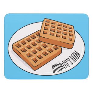 Waffle cartoon illustration  door sign