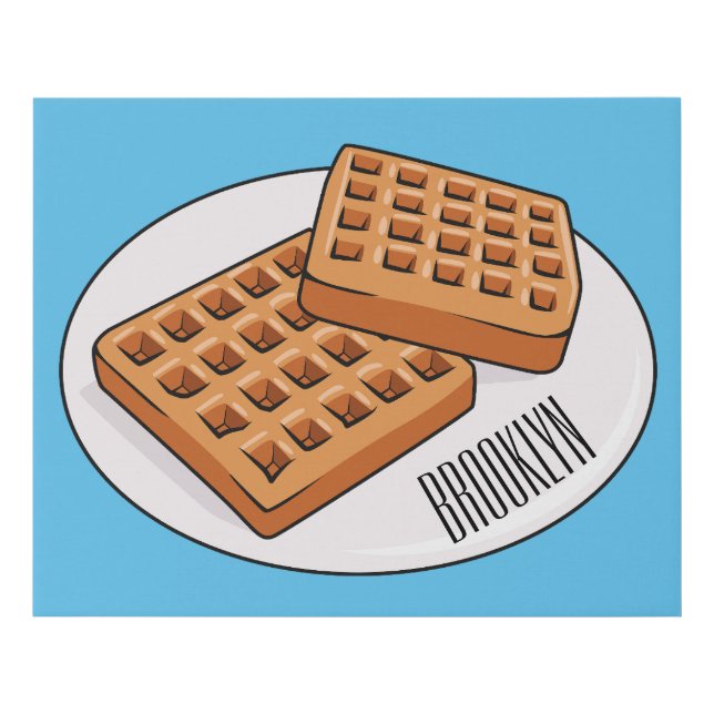 Waffle cartoon illustration  faux canvas print (Front)