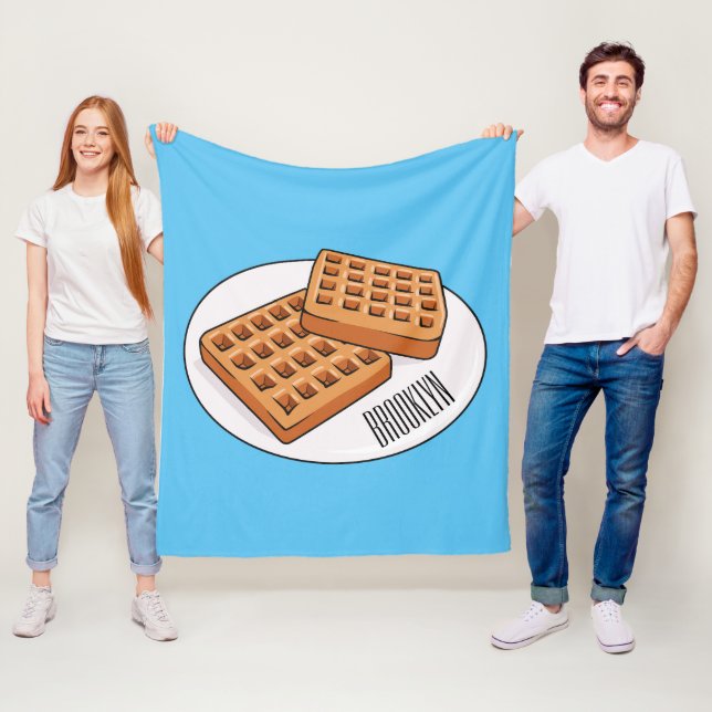 Waffle cartoon illustration  fleece blanket (In Situ)