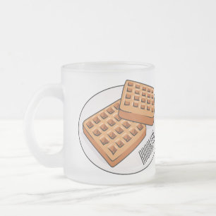 Waffle cartoon illustration frosted glass coffee mug