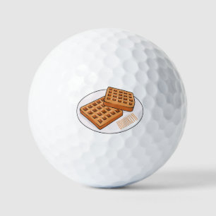 Waffle cartoon illustration  golf balls