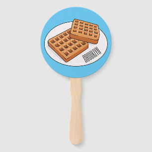 Waffle cartoon illustration  hand fan