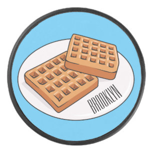 Waffle cartoon illustration  hockey puck