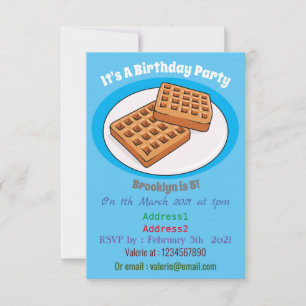 Waffle cartoon illustration invitation
