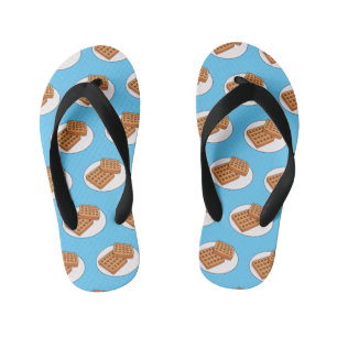 Waffle cartoon illustration kid's flip flops