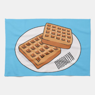 Waffle cartoon illustration kitchen towel