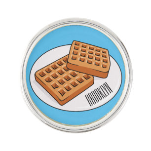 Waffle cartoon illustration lapel pin