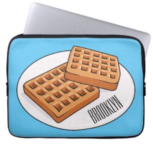 Waffle cartoon illustration laptop sleeve