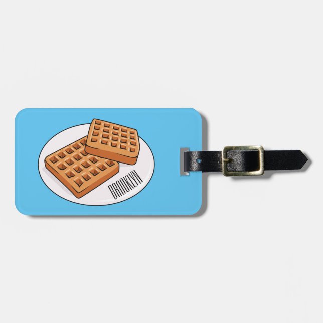 Waffle cartoon illustration  luggage tag (Front Horizontal)