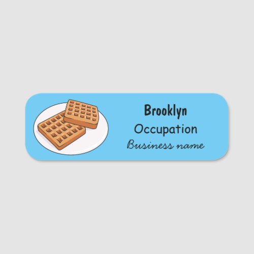 Waffle cartoon illustration name tag