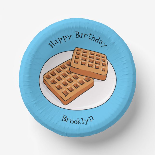 Waffle cartoon illustration  paper bowls (Front)