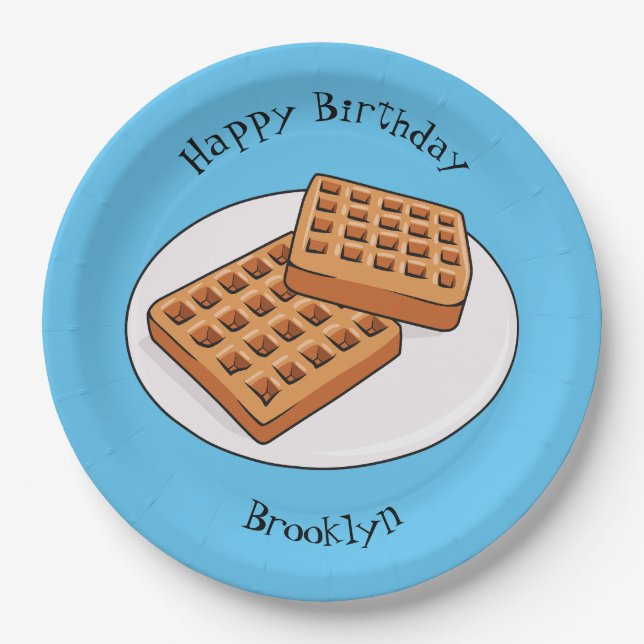 Waffle cartoon illustration  paper plates (Front)