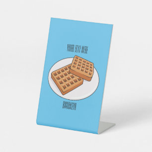 Waffle cartoon illustration pedestal sign
