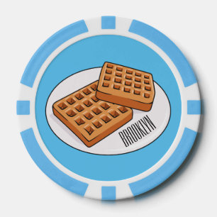 Waffle cartoon illustration  poker chips