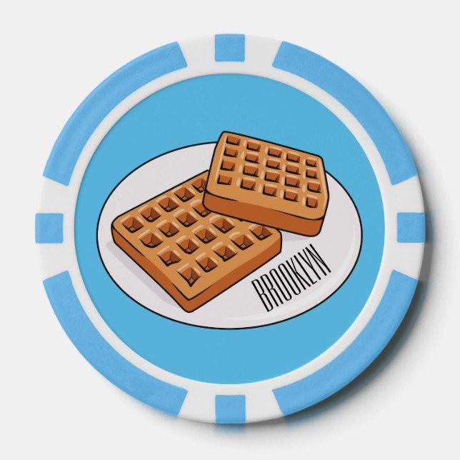 Waffle cartoon illustration  poker chips (Front)