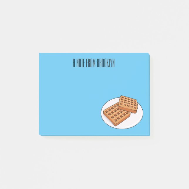 Waffle cartoon illustration  post-it notes (Front)