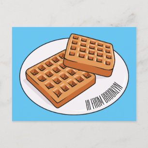 Waffle cartoon illustration postcard