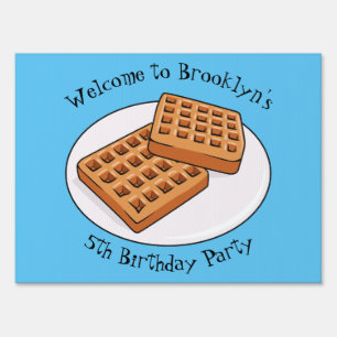 Waffle cartoon illustration sign
