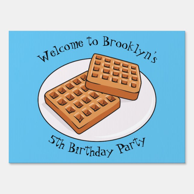 Waffle cartoon illustration sign (Front)