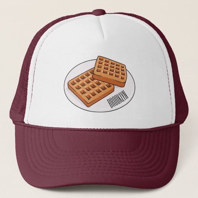 Waffle cartoon illustration  trucker hat (Front)